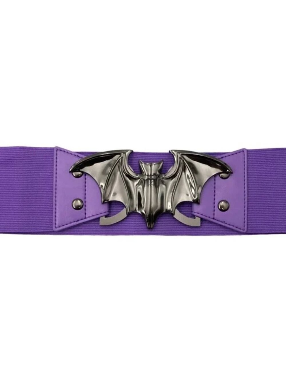 Kreepsville 666 Elastic Purple Waist Belt Chrome Bat Split Buckle Goth Halloween